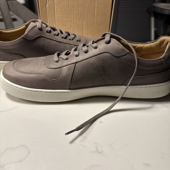 Nisolo Beto Go-To Court Sneaker Leather Grey Men's Size 11.5 - Picture 5 of 8